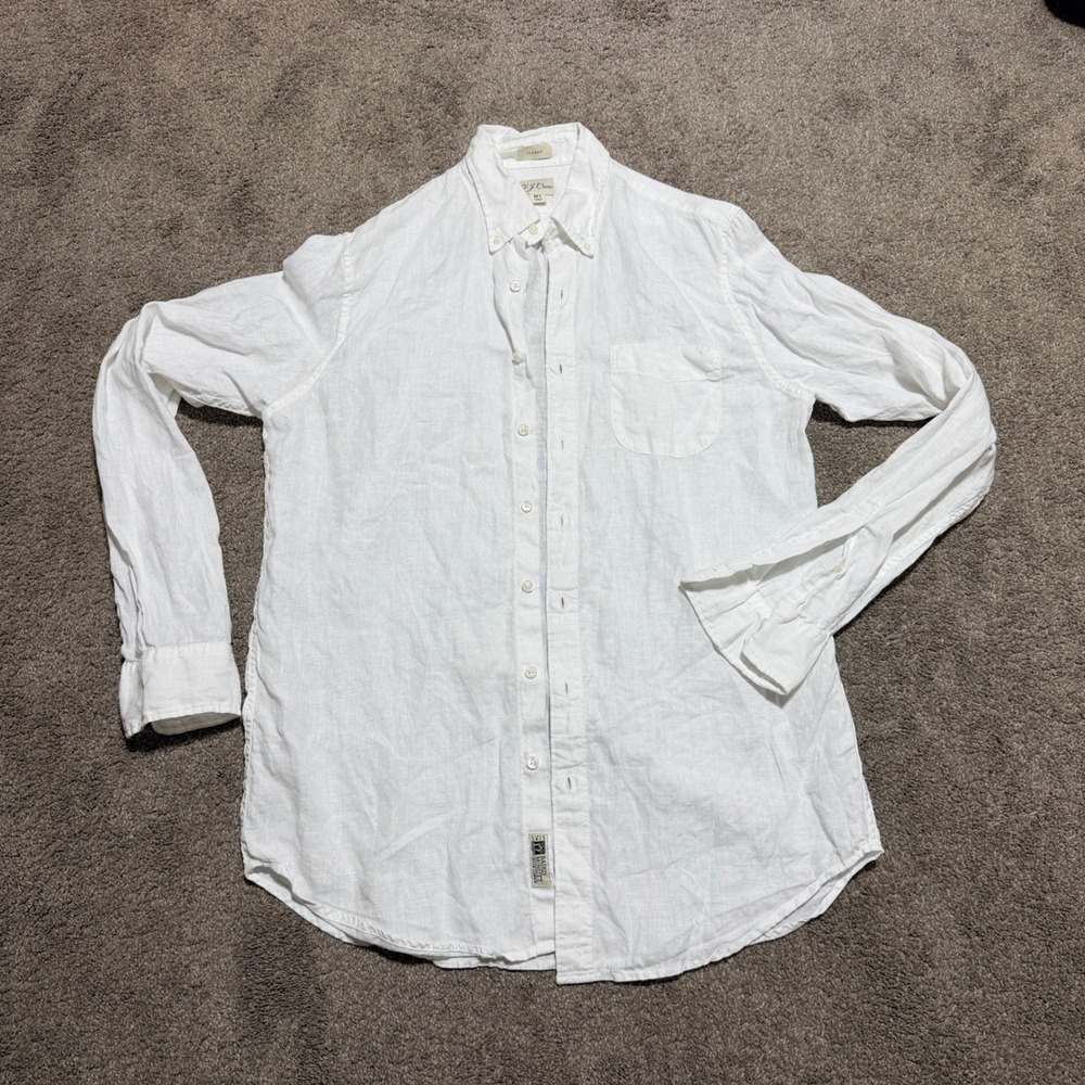 J.Crew Baird McNutt Irish Linen Shirt Mens MT Medium Tall White Classic Fit LS